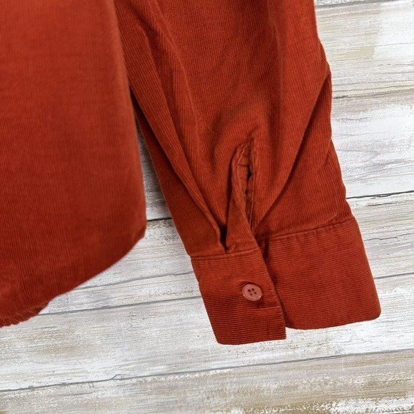 Forever 21 Womens Shirt Top Medium Cropped Corduroy Rustic Orange Oversized - Picture 4 of 11